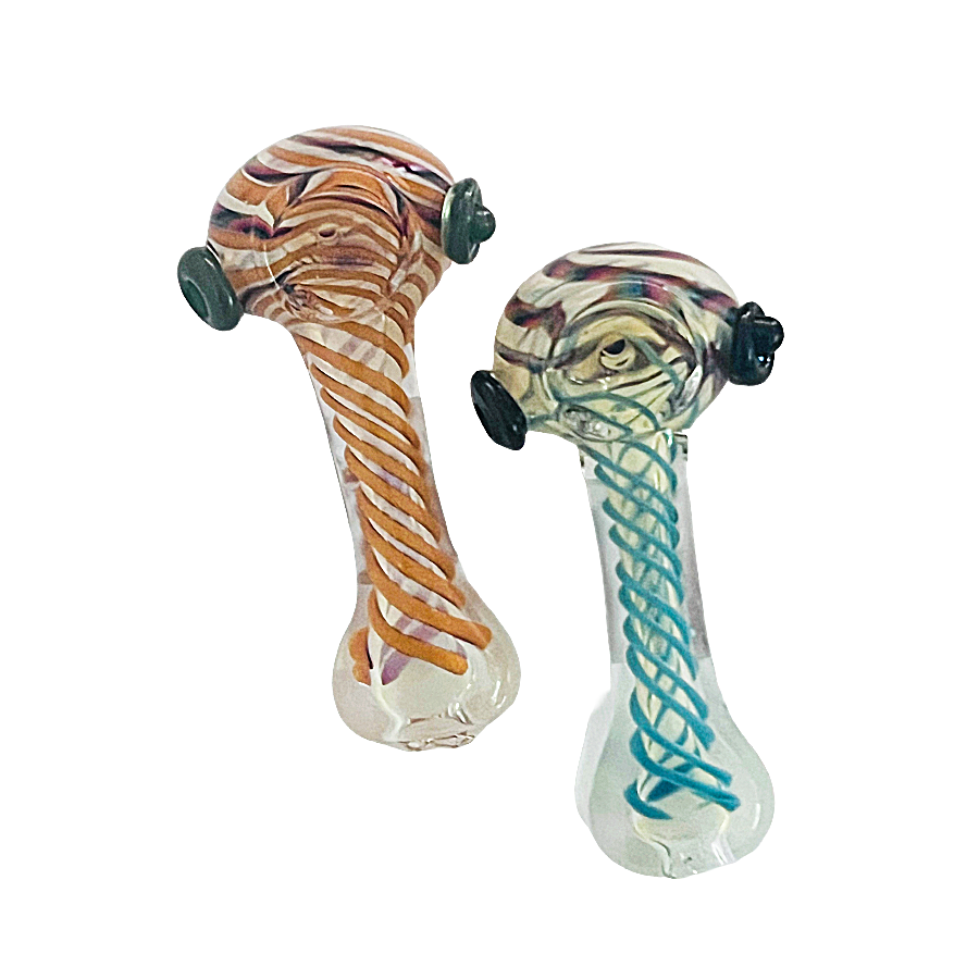 Swirl Design All Over Spoon Handpipe | 4 inches | Assorted Colors product image